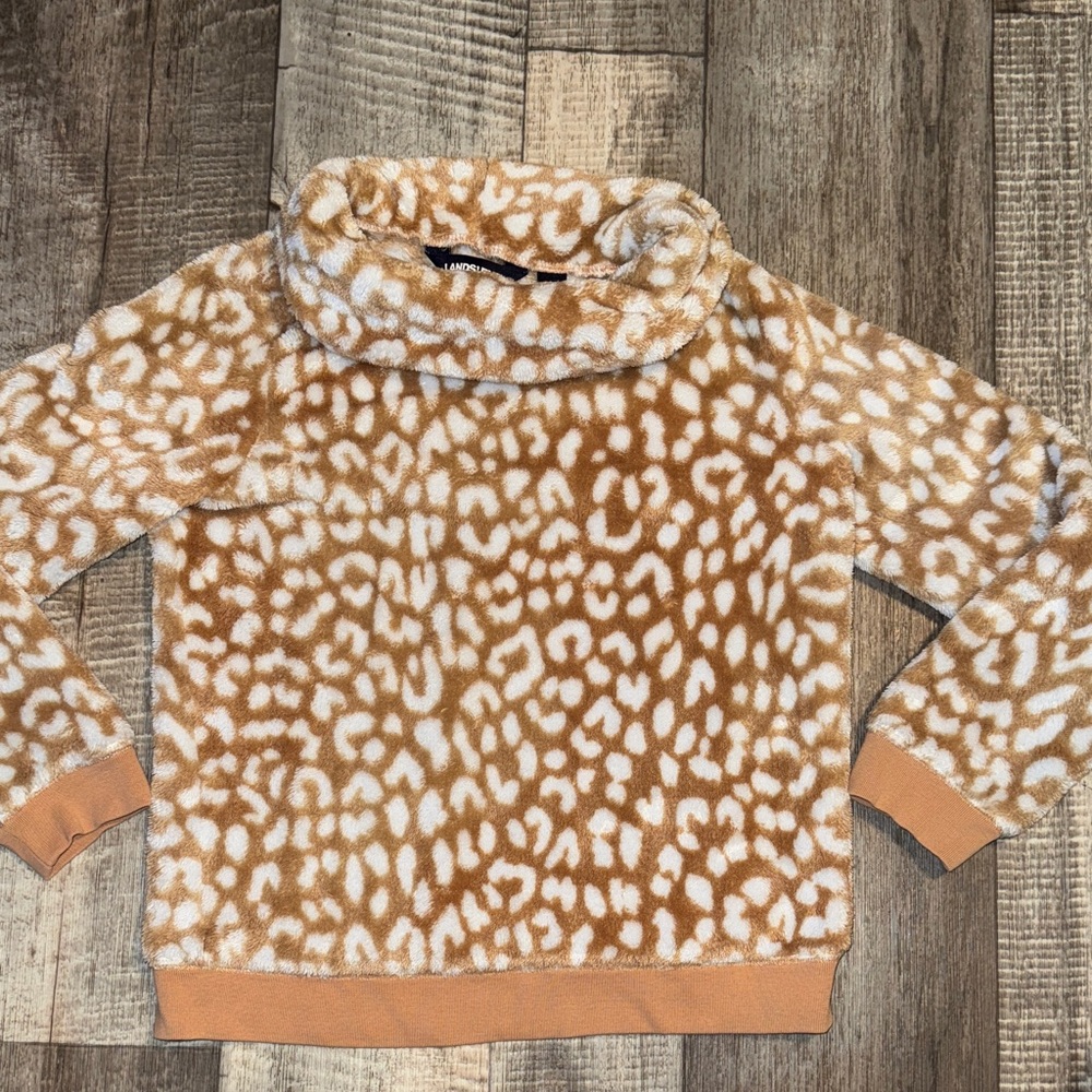 Lands' End Brown and White Cowl Neck Sweater- size M(10/12)